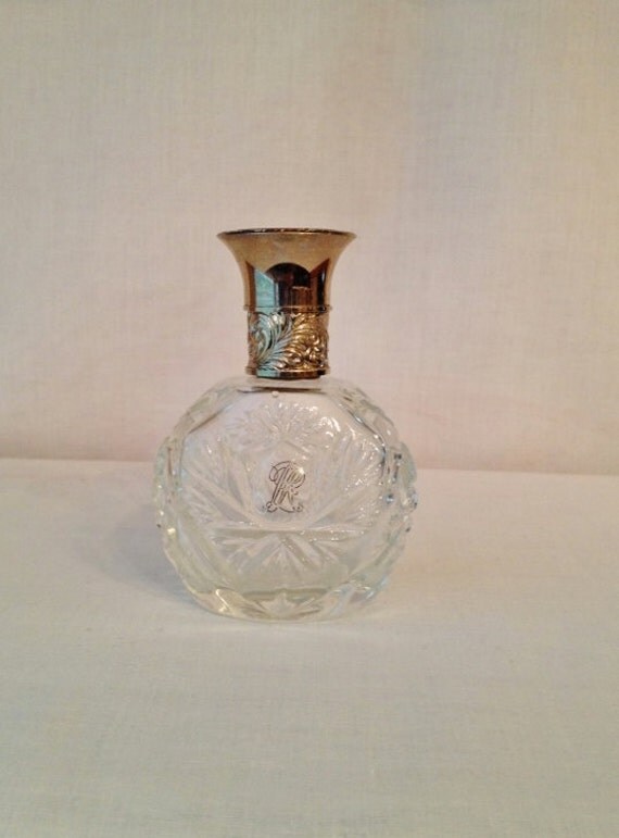 Vintage Ralph Lauren Pressed Glass Perfume Bottle with Silver