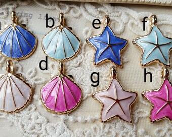 Sea-star and Shell Metal Charm Finding / pendant (.gg)