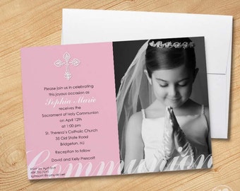 Girl's First Communion Invitations, Photo Communion Invitations, First Holy Communion Invitations, Communion invitations for Girls