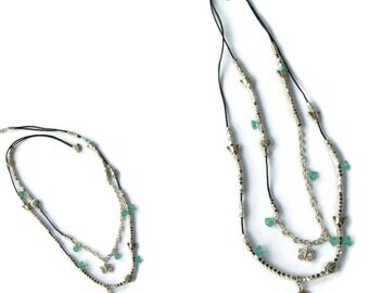 Layered Necklace,Butterfly necklace,Stacked Necklace, Multi Strand Necklace,Flower necklace,beaded necklace,Charm necklace,silver necklace