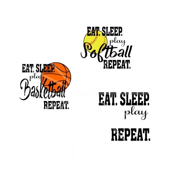 Download SVG Eat Sleep Repeat Basketball Softball Tshirt SVG