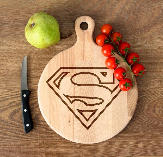 Comic Superhero cutting board - Superman Wooden Cutting Board Laser Engraved - Personalized Engraved Cutting Board