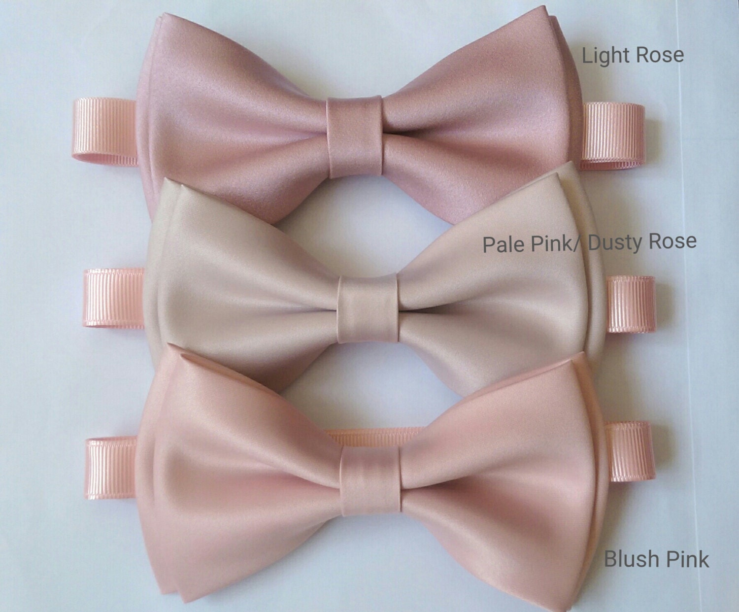 Pink Blush Dusty Rose Light Rose bow tie with pocket square