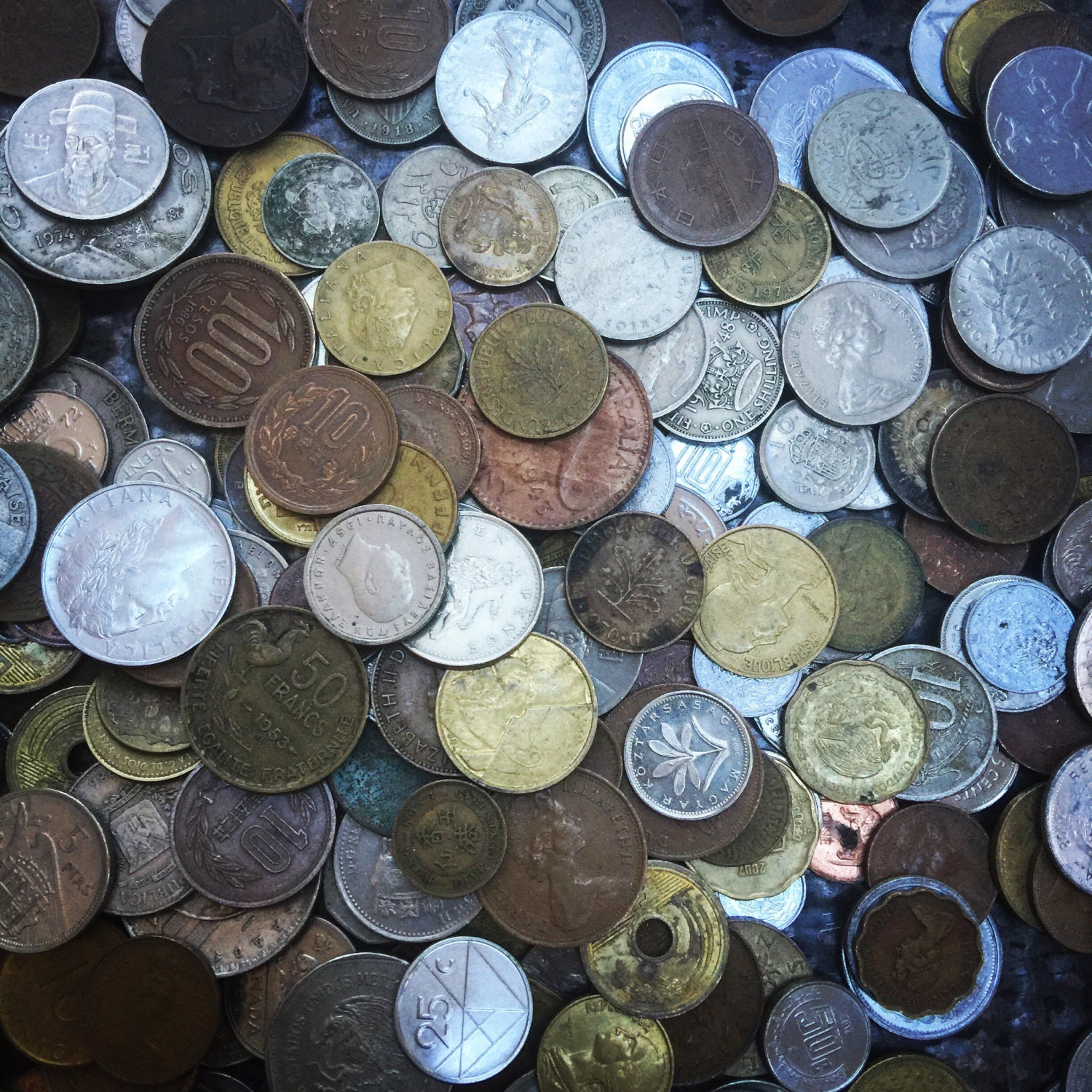 Foreign Coin Set vintage coins and tokens from travels