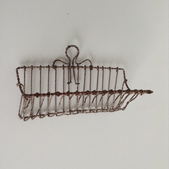 Vintage Hanging Wire Soap Dish Shabby White Chippy Wall Soap