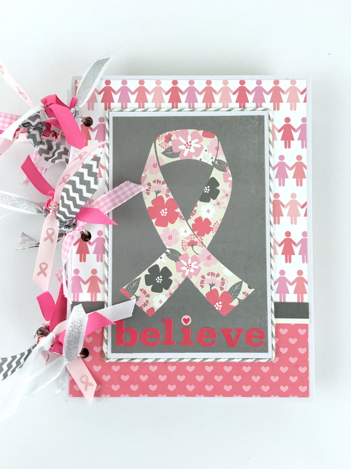 Breast Cancer Scrapbook Journal Mini Album Kit or Premade
