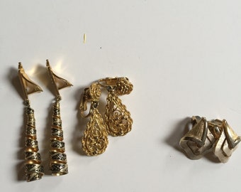 Three pairs of gold-tone clip-on earrings for the price of one!