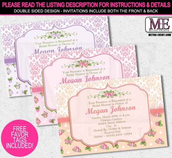 Bridal Shower Invitations, Flower Invitations, Shabby Chic Shower Invitations Il_570xn