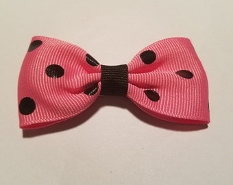 Perfectly Posh/Pink and black Polka Dot hair bow
