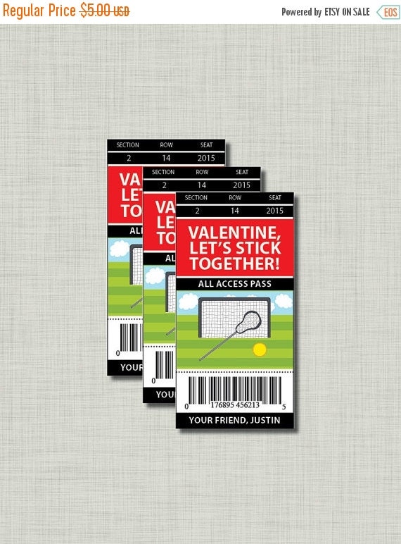 ON SALE Lacrosse Valentine Cards sports Printable Customized Classroom PDF