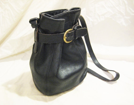 Coach Black Leather Small Bucket Bag