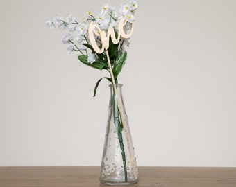 Modern Wooden whimsical hand written table numbers on sticks! Wedding table setting plan decorations 1 to 15