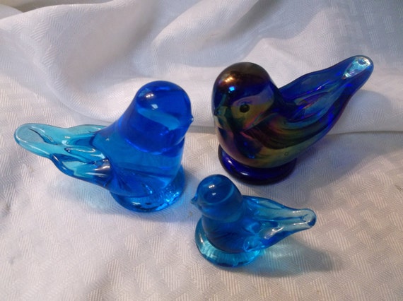 blue glass birds by leo ward