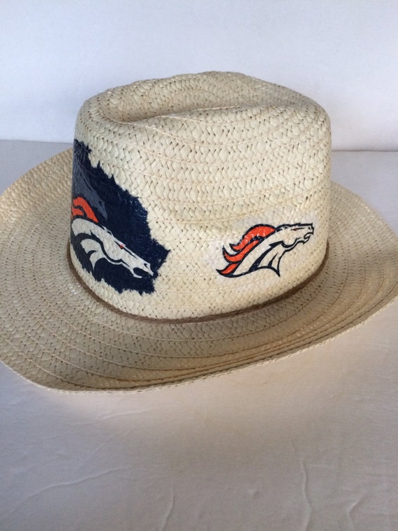 Denver Broncos Straw Hat Broncos Decorated Straw Hat Boho