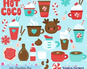 INSTANT DOWNLOAD - Hot Chocolate Clipart or Christmas Vectors for personal and commercial use