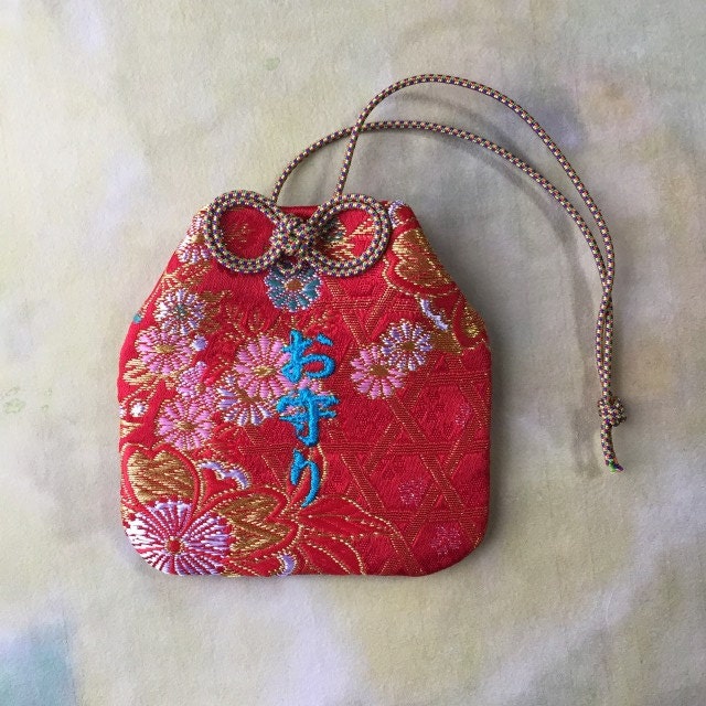 Handmade Lucky Charm Japan Omamori Bag Sakura Redbrocade