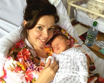 The Perfect Floral Maternity Hospital Robe,For Moms to be,For Nursing Moms, Pregnancy Robe, Baby Shower, Delivery Robe.