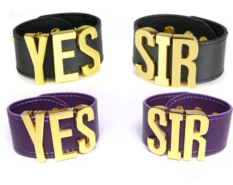 Harley Quinn Suicide Squad Cospla YES SIR Cuff Bracelets Replica, Costume, Cosplay, Halloween, HarleyQuinn, Suicide Squad- BIGLetters - Gold
