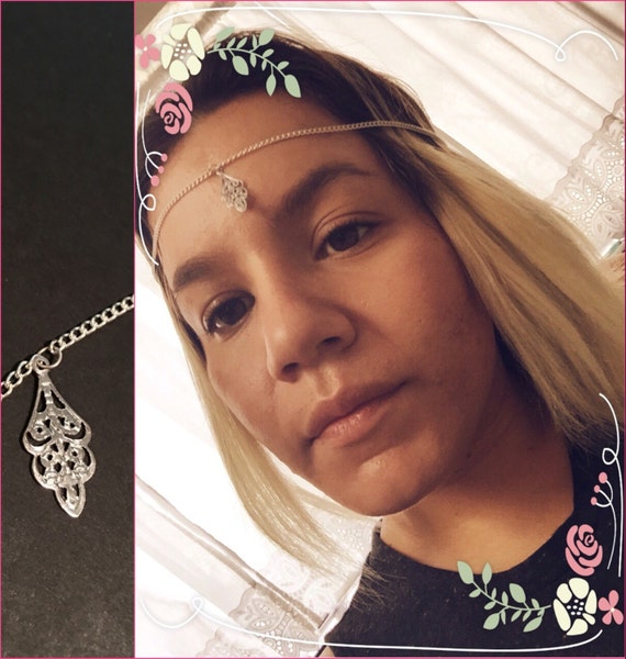 Silver dainty fancy scroll ornamental headband by INGcouture