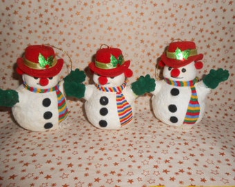 Items similar to Personalized Clay Snowmen Christmas Ornaments ALL 5 on ...