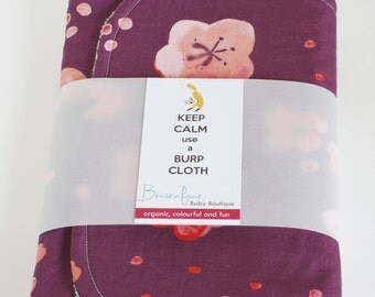 Organic Burp Cloth, Set of Two, Cherry Blossoms and Brush Strokes