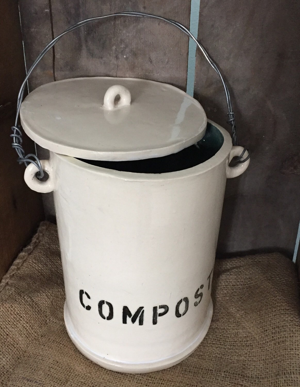 Large kitchen compost bin by HomeThrownPottery on Etsy