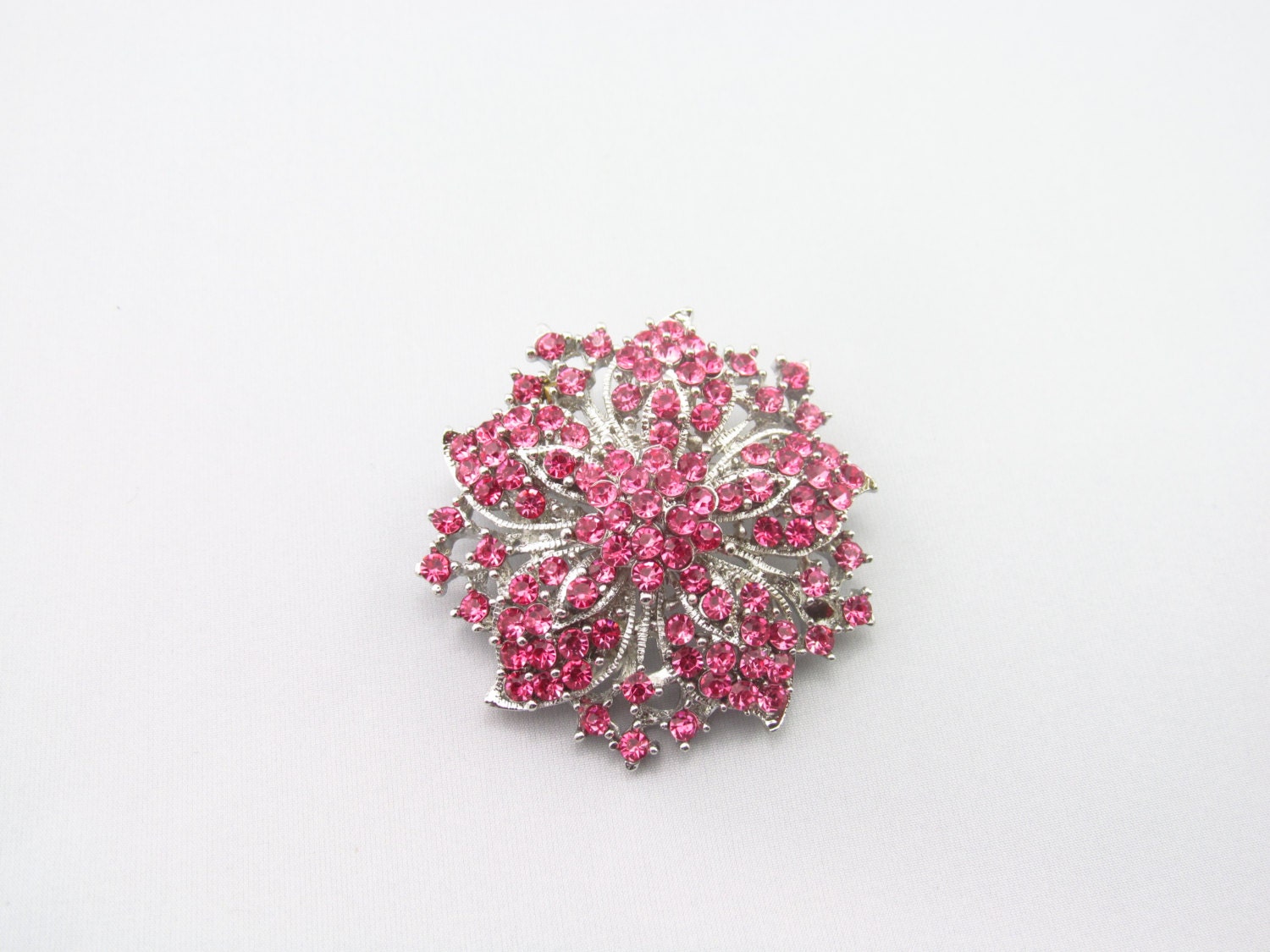 Pink Rhinestone Brooch / Bridal Brooch / by HerLovelySupplies