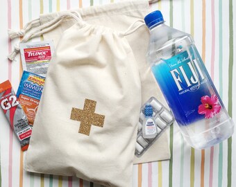 Glitter Hangover Kit Bag- 8x12 Hangover Bag- Bachelorette Favor bag- Party Favor- Hangover Kits Bags- DIY Hangover Bags- Wedding Hangover