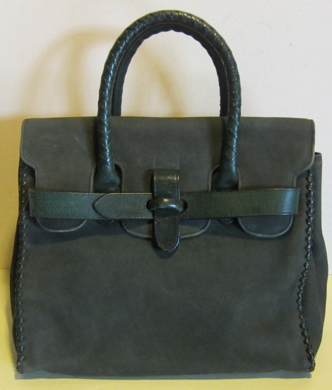 green suede bag