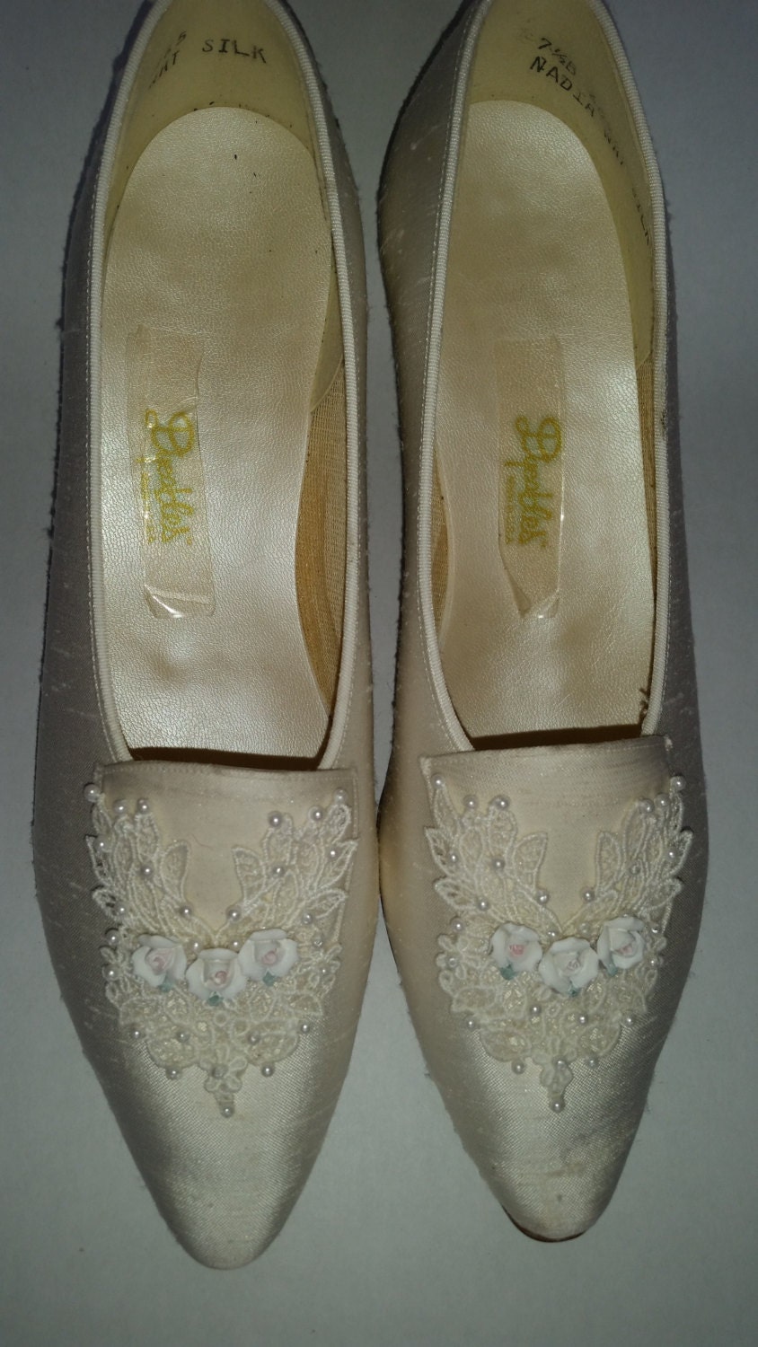 white silk wedding shoes