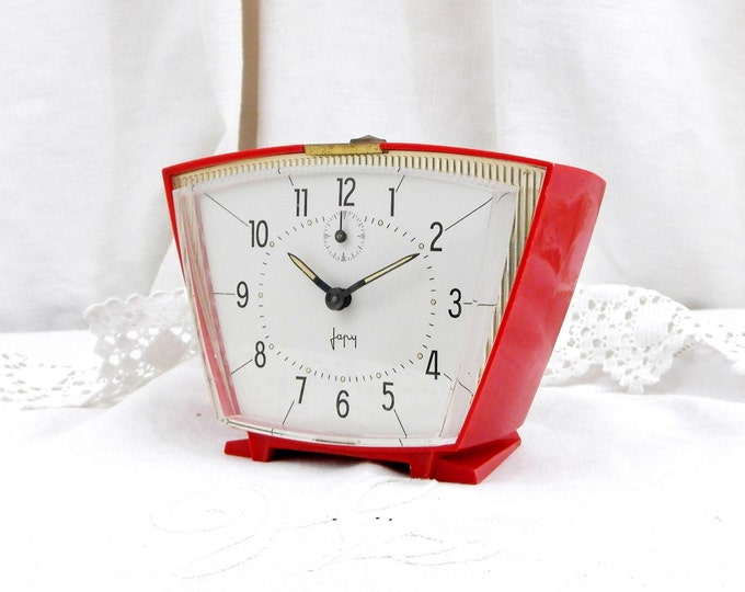 Working Vintage Mid Century French Japy Red Mechanical Alarm Clock / European / Wind-up Clock / Retro Vintage Home Interior / Design Bedroom