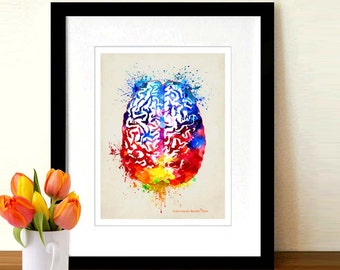 Fine Art Print - "Watercolor Brain " 8.5" x 11",Anatomy Medical print, Neurologist Gift, Nurse gift, Neurosurgeon gift, Psychologist gift