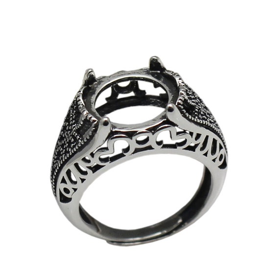 Filigree Ring Setting 925 Sterling Ring Blanks Fits 12mm Round