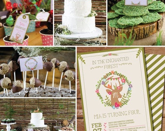 Enchanted Woodland Party Printable Set - Deer Antlers - Forest Party - Instant Download - Edit File at home with Adobe Reader