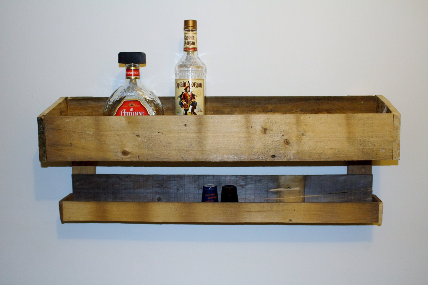 Rustic Whiskey Liquor Shelf Hand Built by TymerciBoutique on Etsy