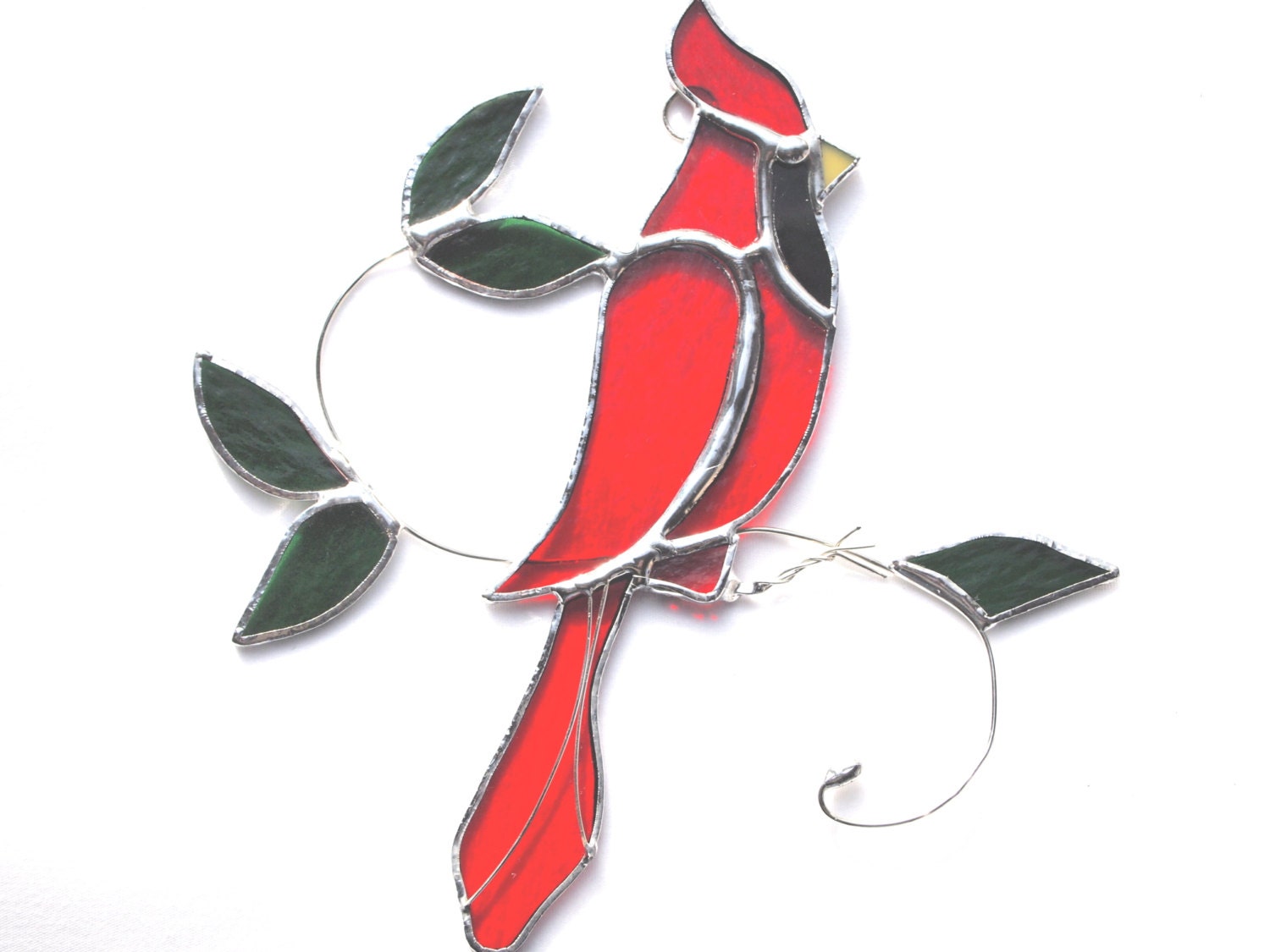 Stained Glass Red Cardinal Suncatcher