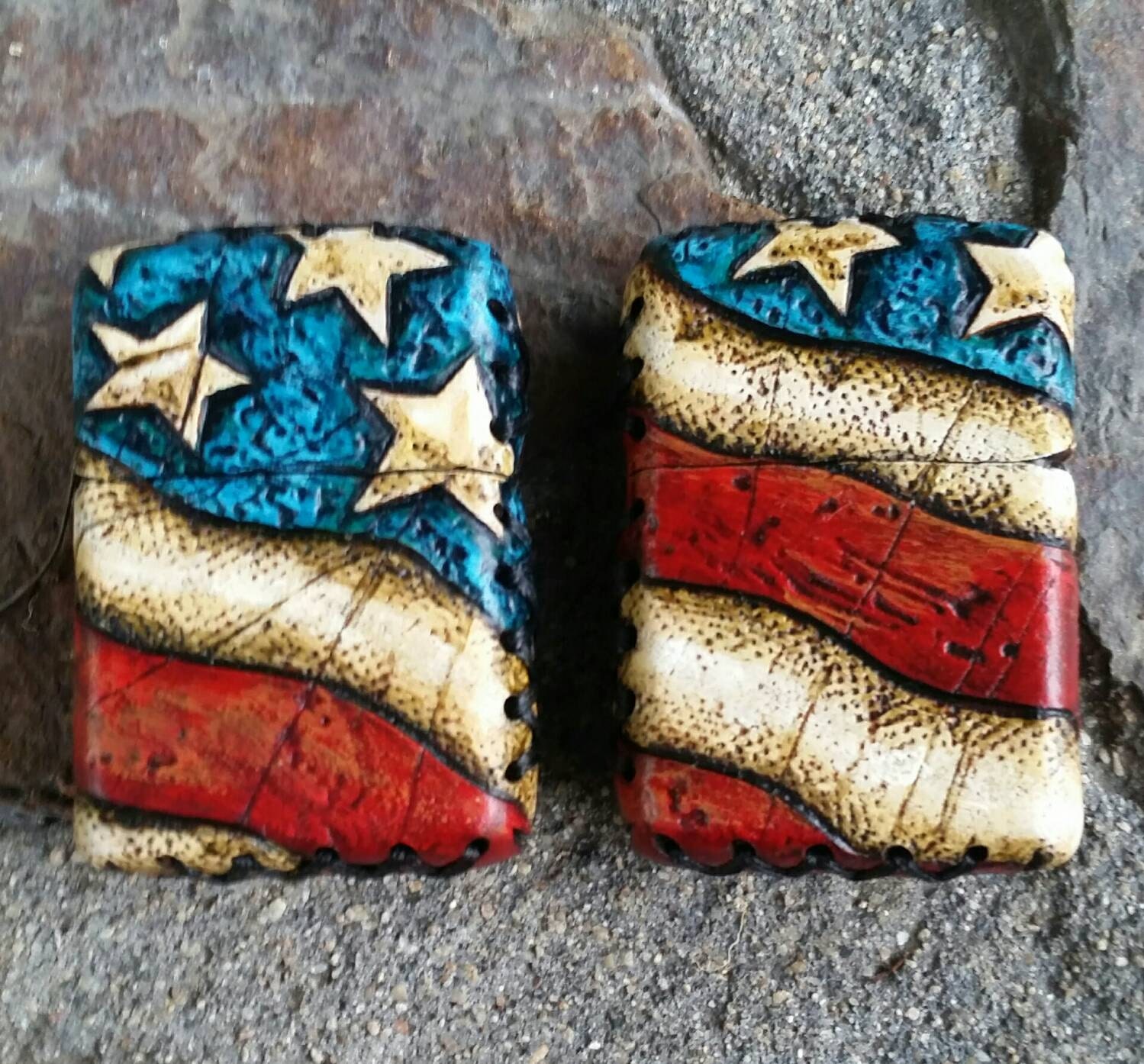 Wasteland Oddities Custom Leather Patriot Lighter Hand