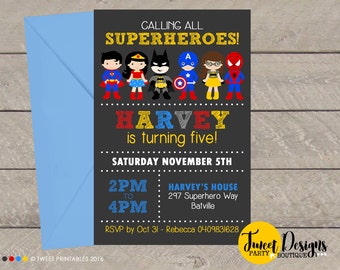 SUPERHERO INVITATION, SUPERHERO Party Invitation, Printable Superhero Invitation, Superhero Boy and Girl, Superhero Boy Girl Birthday, Party