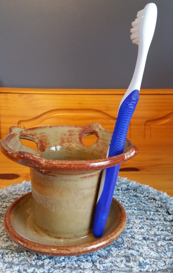 Pottery toothbrush holder