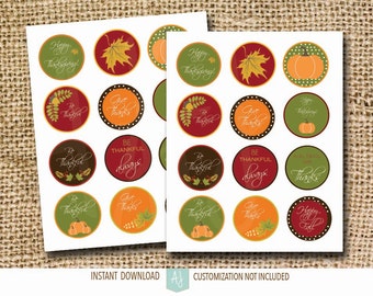 Thanksgiving Tags or Stickers-Printable Fall Decoration-Customization NOT Included
