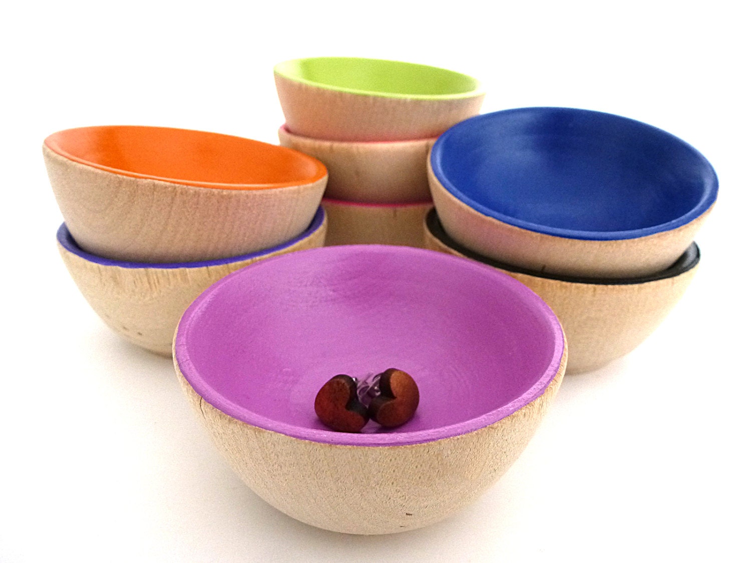 Wood bowl choose your color hand painted wooden bowl tiny