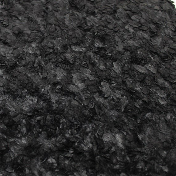 Black Feather Fur Fabric by the yard Soft Fake Fur Fabric