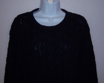 Vintage Lauren Ralph Lauren Dark Navy Blue Cable Knit Cotton RL Monogram Logo Sweater Extra Large XL Pullover Jumper Polo