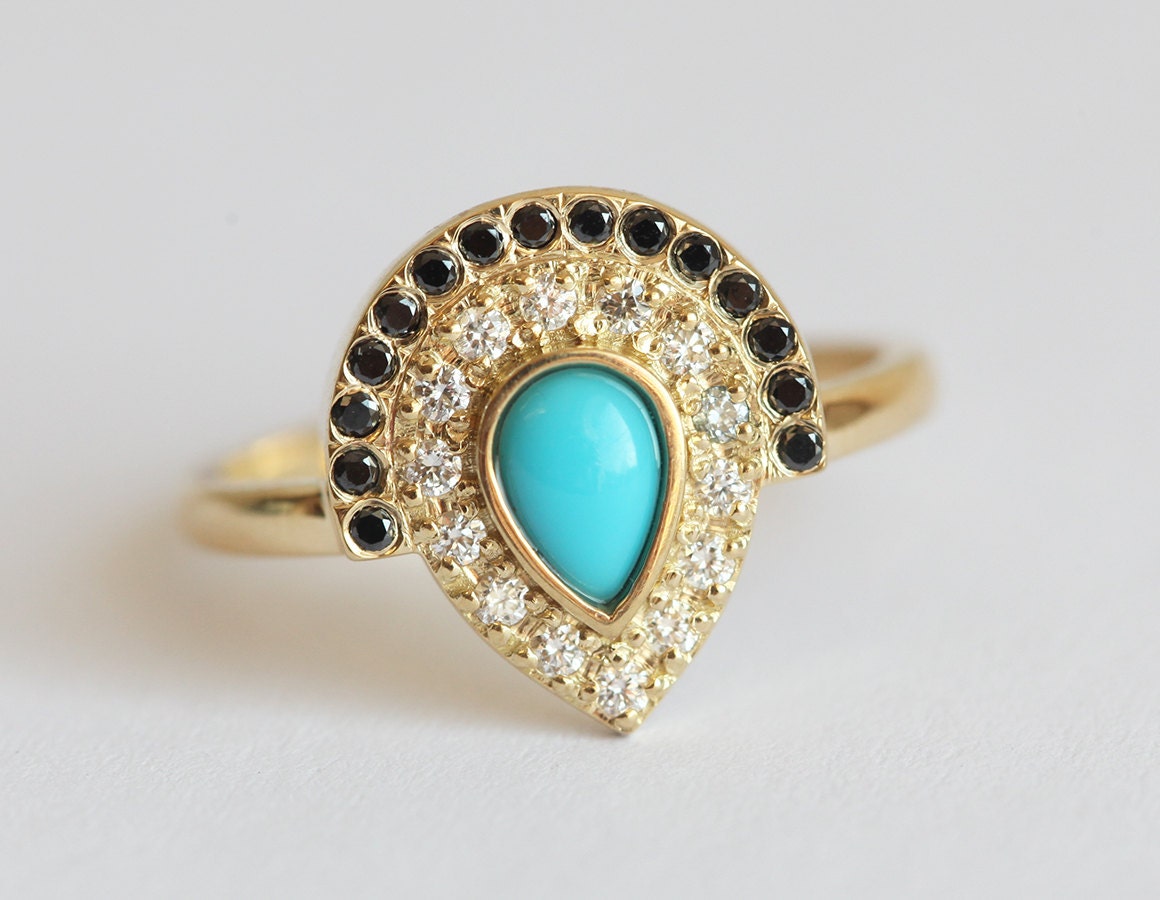 Turquoise Engagement ring Bohemian Engagement Ring Boho
