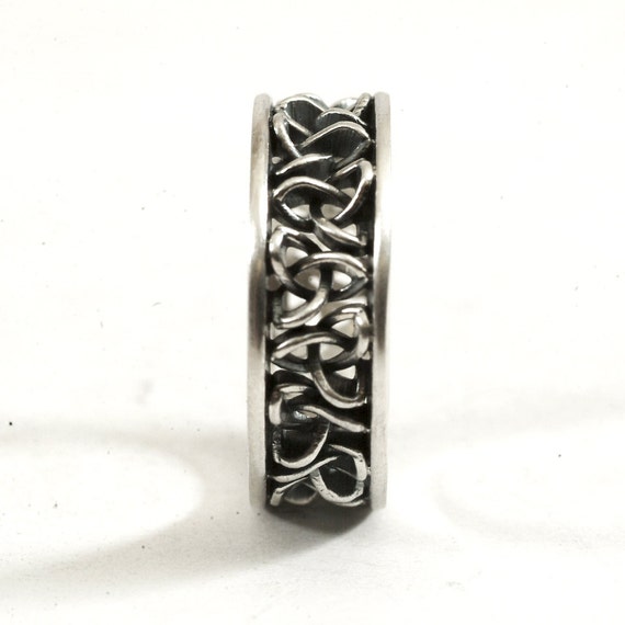 Celtic Wedding Ring With Cut-Through Trinity Knot Design in