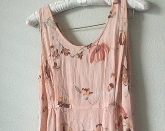 vintage peach floral flowy dress