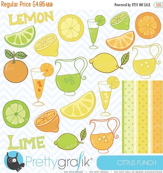 80% OFF SALE citrus lime, lemon, orange clipart commercial use, vector graphics, digital clip art, digital images - CL303 Il_570xn