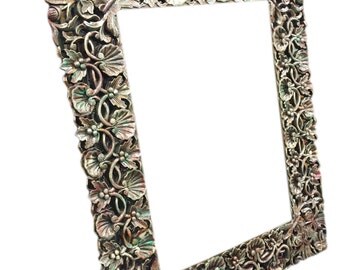 Antique miror Frame Hand Carved and Hand painted , Cherry Leaf Clusters, wall hanging Frame