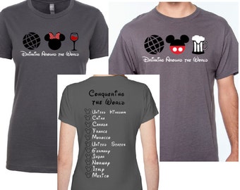 Disney Drinking Around the World Couples Shirts | Disney Shirts | Vacation Shirts | Husband Wife | Epcot | Epcot World Showcase