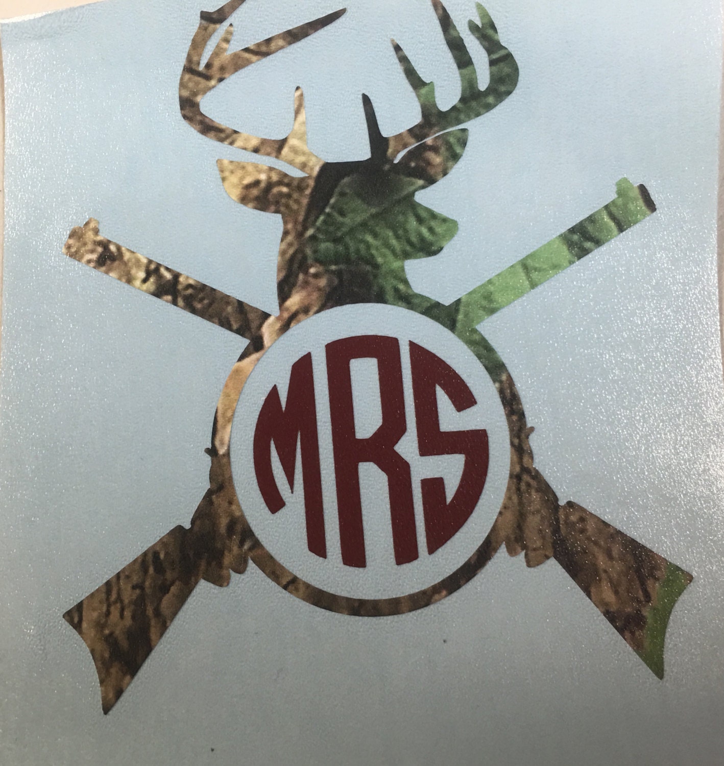 Download Camo Deer Head and Rifle Guns Personalized DECAL by LeslisDesigns